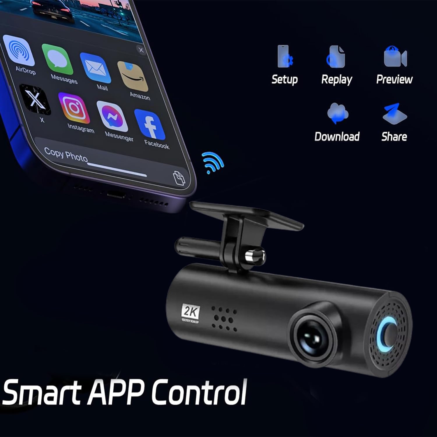 Dash Cam 2K WiFi , G-Sensor, GPS Support, Time-Lapse & Loop Recording, Motion Detection, Compact Car Camera - SY02 Dash Cam 2K WiFi , G-Sensor, GPS Support, Time-Lapse & Loop Recording, Motion Detection, Compact Car Camera - SY02