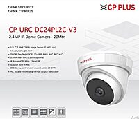 CP PLUS 2.4MP IR Dome Security Camera with Built-in Mic | 3.6mm Lens | 1080P HD | DWDR, Smart IR, 20m Night Vision CP PLUS 2.4MP IR Dome Security Camera with Built-in Mic | 3.6mm Lens | 1080P HD | DWDR, Smart IR, 20m Night Vision