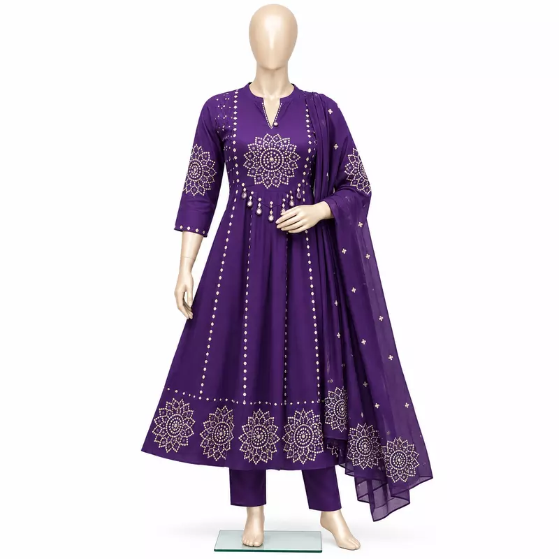 25iB Cotton Churidar, Violet