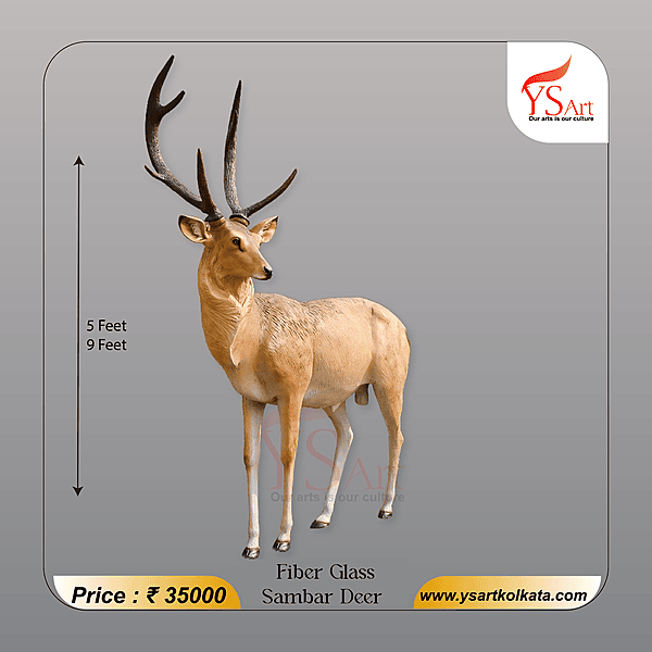 Fiber Glass Sambhar Deer Statue (5ft / 9ft) l YS Art Kolkata