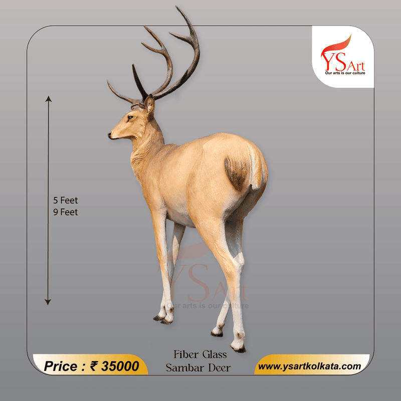 Fiber Glass Sambhar Deer Statue (5ft / 9ft) l YS Art Kolkata