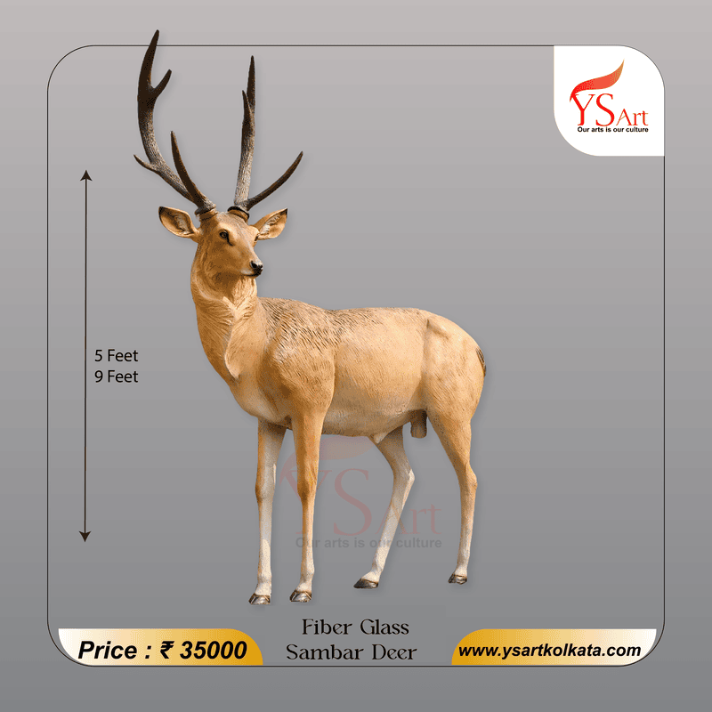 Fiber Glass Sambhar Deer Statue (5ft / 9ft) l YS Art Kolkata