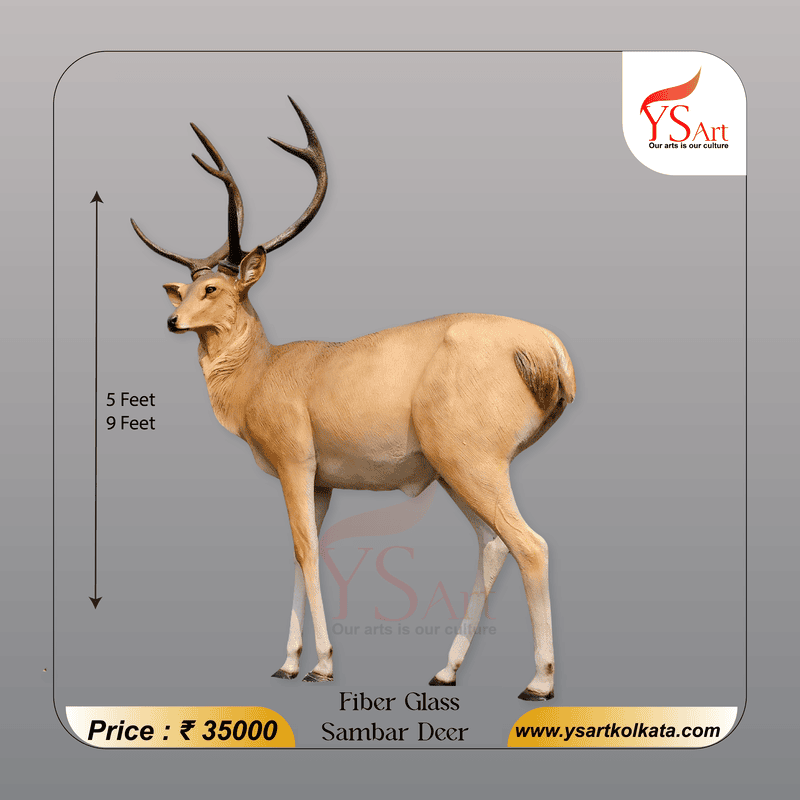 Fiber Glass Sambhar Deer Statue (5ft / 9ft) l YS Art Kolkata