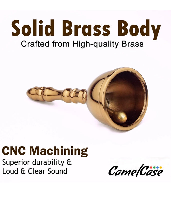 CamelCase 15 Pcs 100% Pure  Brass Pooja Bell (4.5 Inch) - Rose Gold Lacquer Finishes (Dhwani)