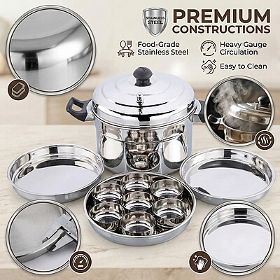 Granny Kitchen Express Stainless Steel Dhokla Maker Idli Cooker | Multipurpose Idli Dhokla Steamer
