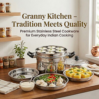 Granny Kitchen Express Stainless Steel Dhokla Maker Idli Cooker | Multipurpose Idli Dhokla Steamer