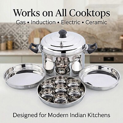 Granny Kitchen Express Stainless Steel Dhokla Maker Idli Cooker | Multipurpose Idli Dhokla Steamer