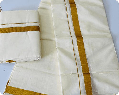 Traditional Dhoti with Golden Jari Border
