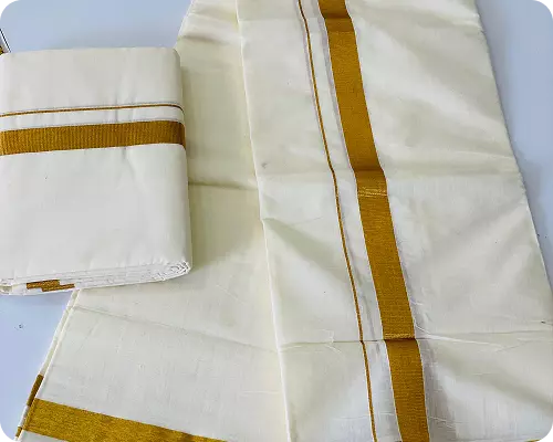 Traditional Dhoti with Golden Jari Border