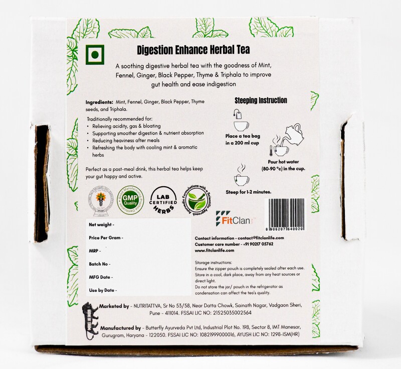 Digestion Enhance Herbal Tea | Ayurvedic Digestive Tea with Fennel, Ginger & Mint