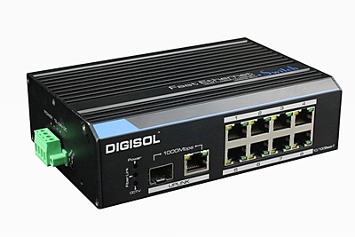 DG-IS1010F – DIGISOL 8 Port Fast Ethernet Unmanaged Industrial Switch with 1 Ethernet & 1 SFP Gigabit Uplink Ports