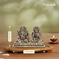 Lord Ganesha with Lakshmi – Sacred Harmony | Fine Brass | Platform Seated | 2.8”