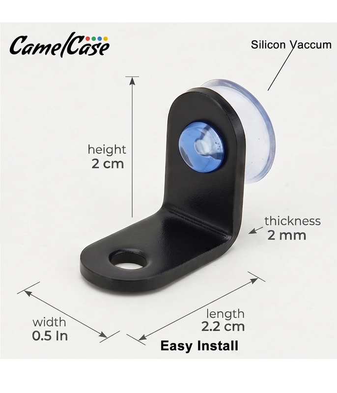 CamelCase Stainless Steel L Shape 90° Right Angle Support Bracket, 2 MM Thickness | Black & Silver