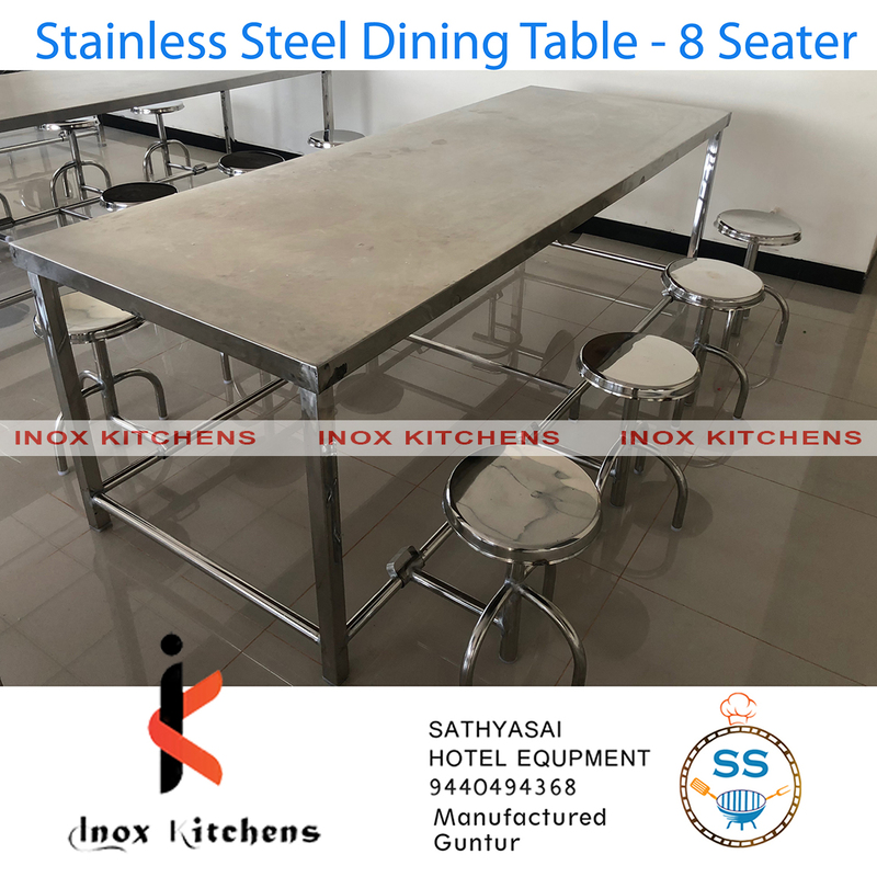 SS Dining Table 8 Seater Stool Type Foldable