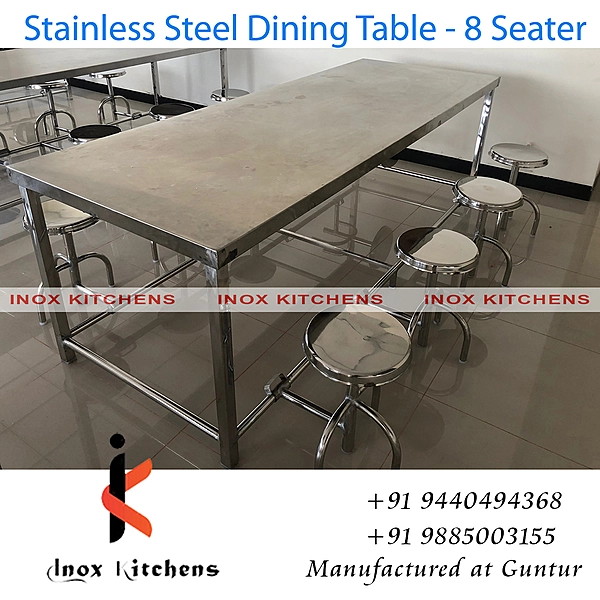 SS Dining Table 8 Seater Stool Type Foldable