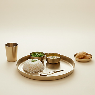 PURE TIN BRONZE THALI SET 12''