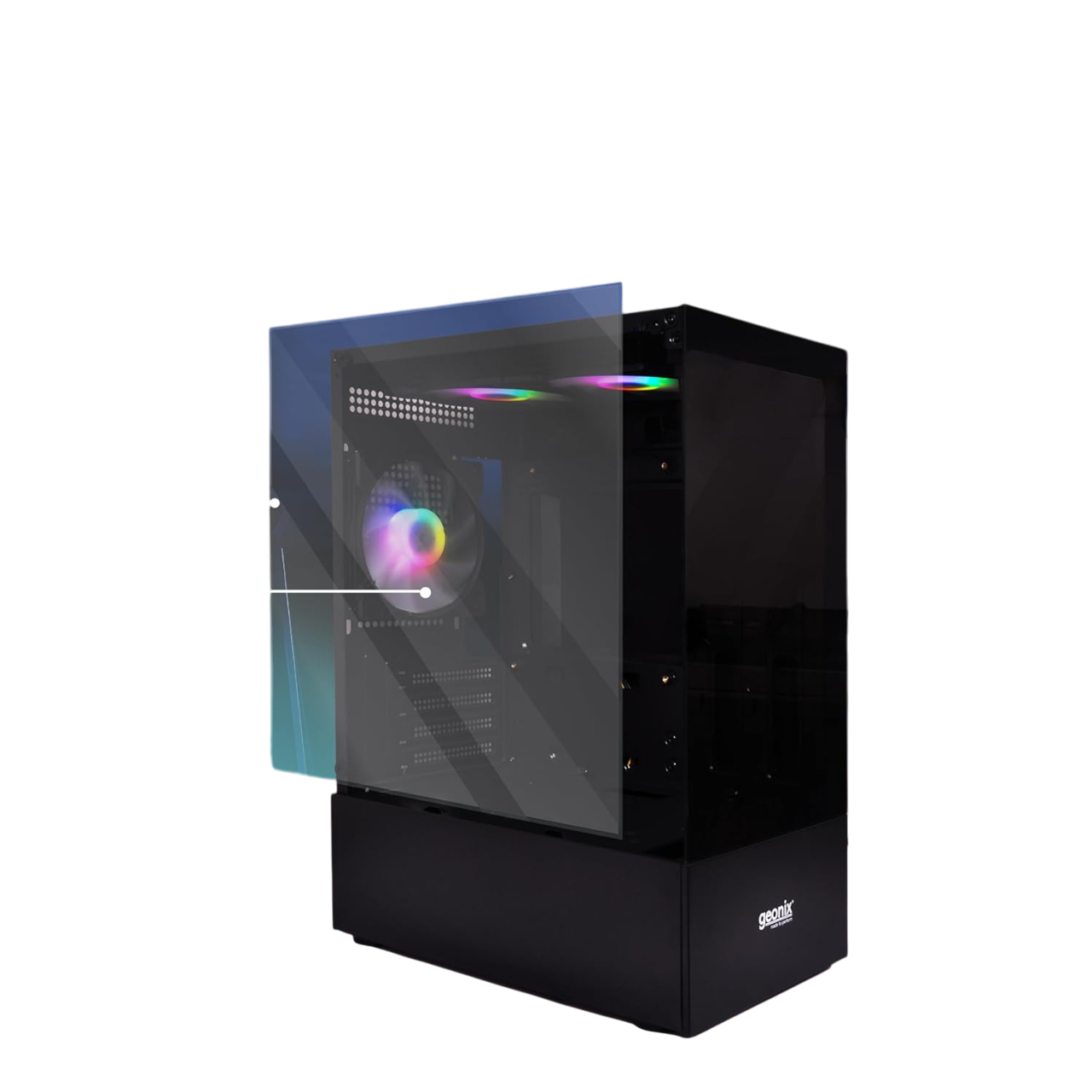 Geonix Tempered_Glass ATX Gaming Cabinet Black, X30W