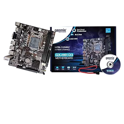 Geonix DDR3 Motherboard, LGA 1155, 2nd/3rd Gen, M.2 & NVMe, GX-H61 D3