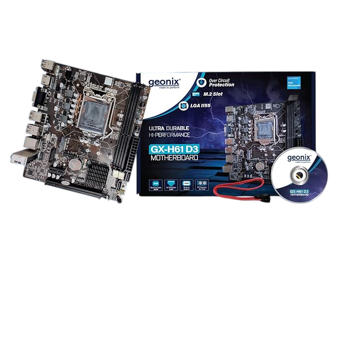 Geonix DDR3 Motherboard, LGA 1155, 2nd/3rd Gen, M.2 & NVMe, GX-H61 D3