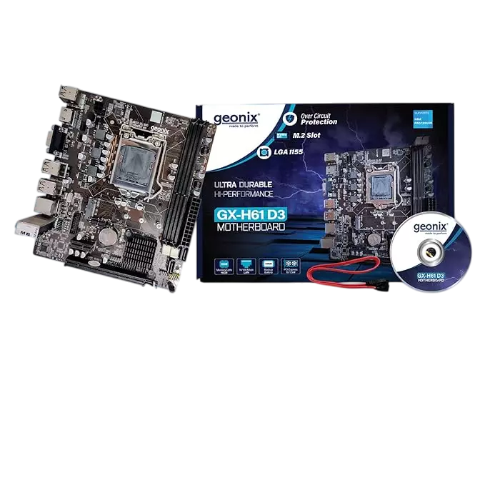 Geonix DDR3 Motherboard, LGA 1155, 2nd/3rd Gen, M.2 & NVMe, GX-H61 D3