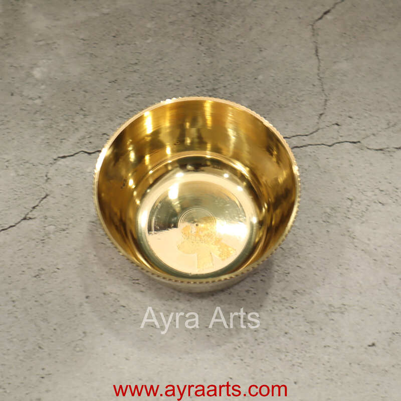 Pure Brass Embossed Flower Design Small Bowl Katori
