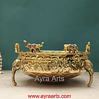 Brass Elephant Urli Bowl for Home Decoration