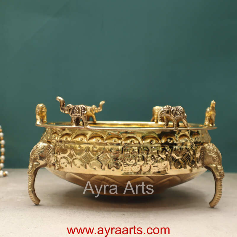 Brass Elephant Urli Bowl for Home Decoration
