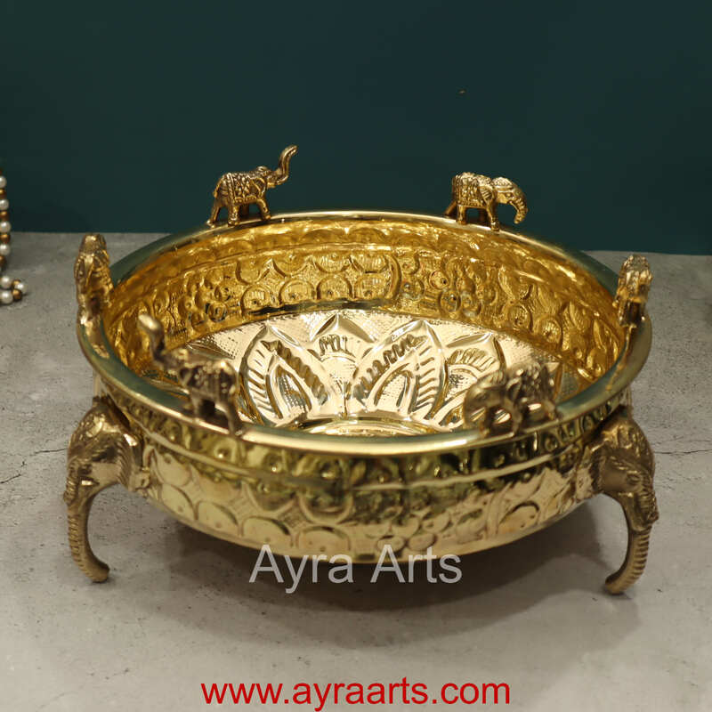 Brass Elephant Urli Bowl for Home Decoration