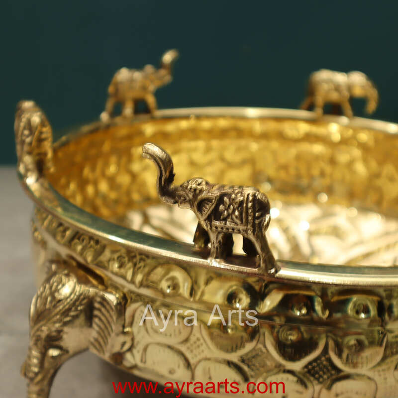 Brass Elephant Urli Bowl for Home Decoration