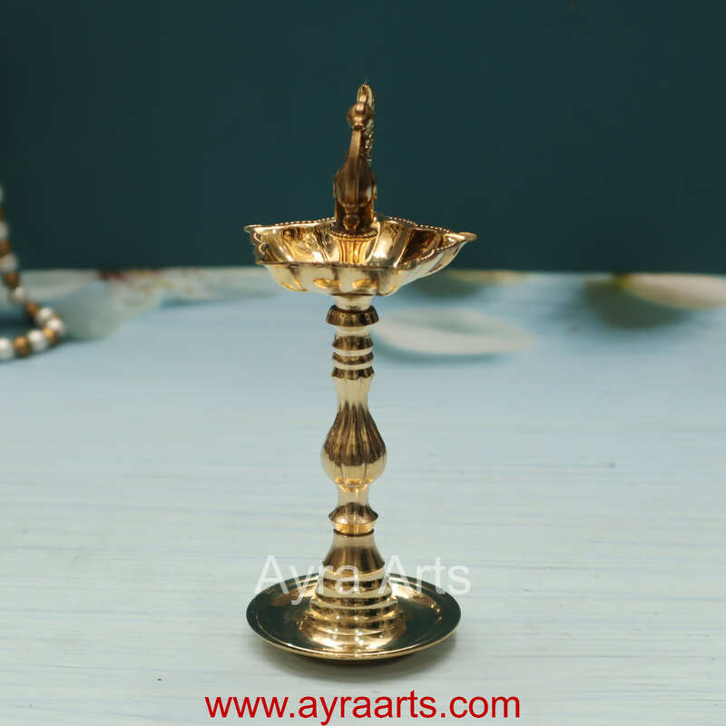 Brass Peacock Standing Diya vilakku Small