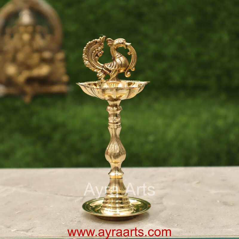 Brass Peacock Standing Diya vilakku Small