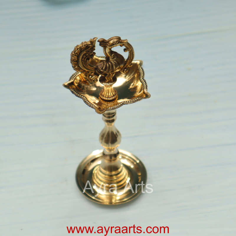 Brass Peacock Standing Diya vilakku Small