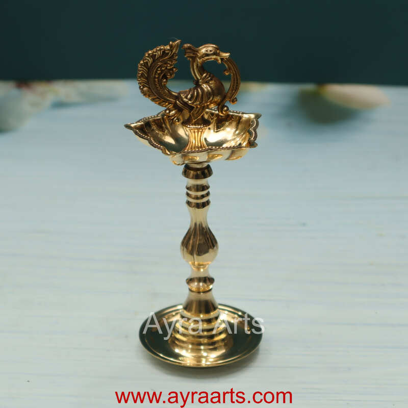 Brass Peacock Standing Diya vilakku Small