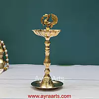 Brass Peacock Standing Diya vilakku Small
