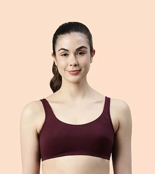 ENAMOR Low Impact Women's Cotton Everyday Sports Bra - All Day Comfort, Non Padded, Wirefree, High Coverage SBO6