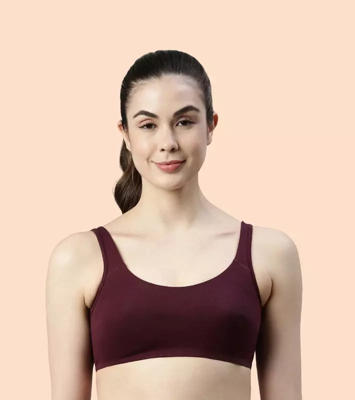 ENAMOR Low Impact Women's Cotton Everyday Sports Bra - All Day Comfort, Non Padded, Wirefree, High Coverage SBO6