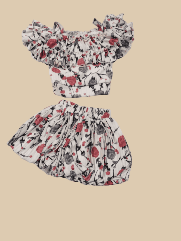 Floral Off-Shoulder Ruffle Top & Skirt Set for Baby Girls D.24.1039 B.1343