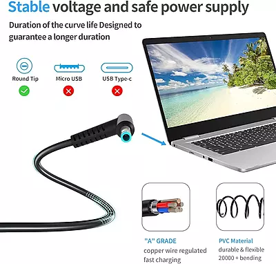 Lappy Power laptop Adapter compatible for HP (65W 3.33A 19.5V) Blue Pin - 4.5mm x 3.0mm Pin