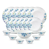 LAOPALA Pack of 33 Opalware Diva Classique Aster Blue 100% Hygienic & Dishwasher safe Dinner Set