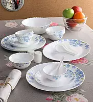 LAOPALA Pack of 33 Opalware Diva Classique Aster Blue 100% Hygienic & Dishwasher safe Dinner Set