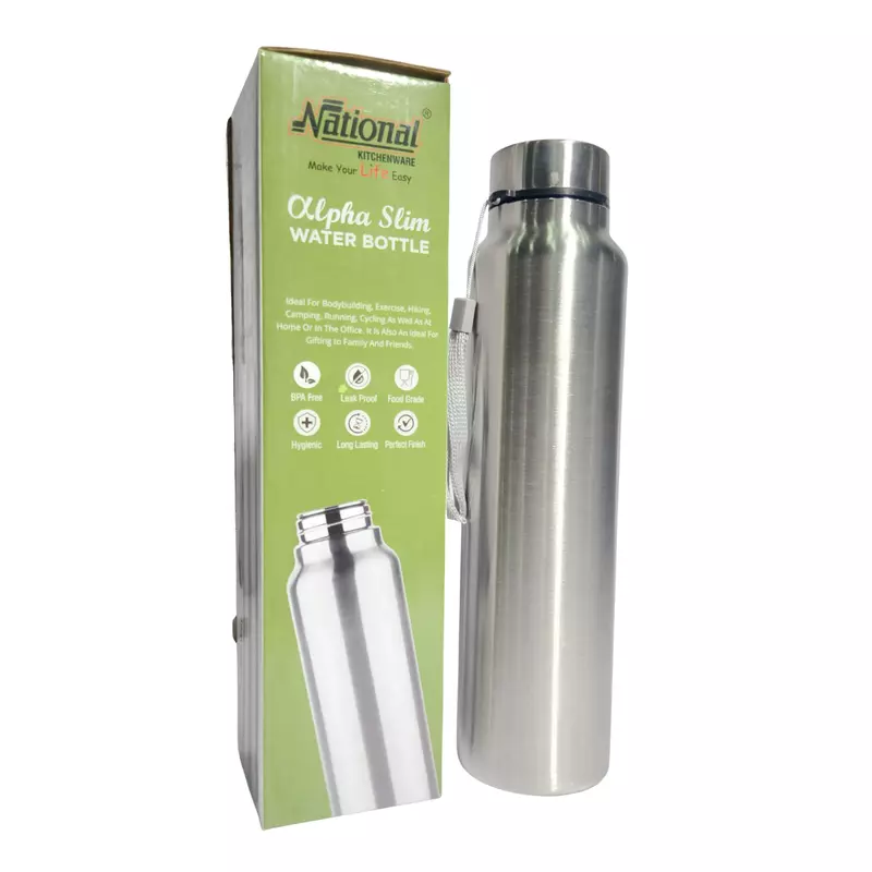 National Alpha Slim Stainless Steel Water Bottle, 1000ml