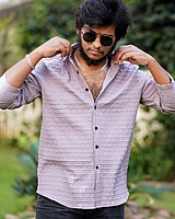 Rawscal Men’s Textured Solid Shirt | Full Sleeves | Slim Fit | Casual & Party Wear