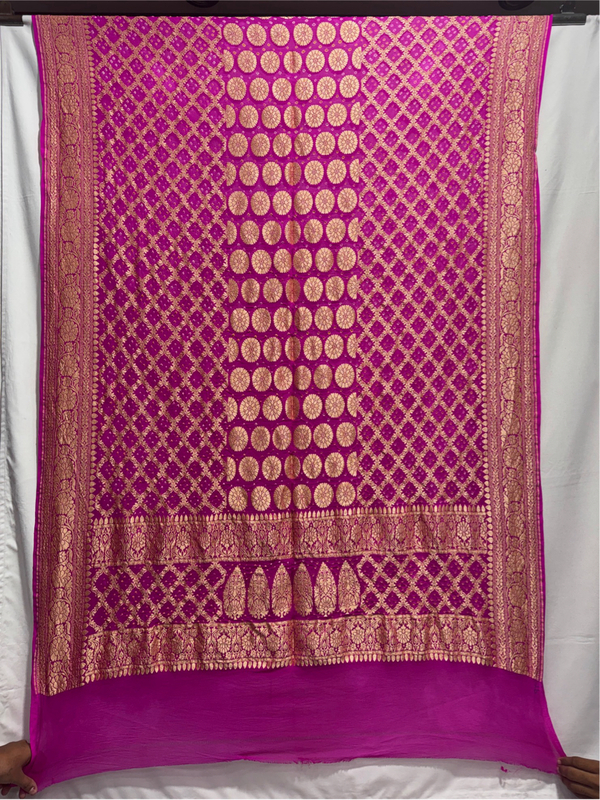 Kala Sanskruti All Over Pink Color Banarasi Georgette Bandhani Dupatta – 2.5 M – Elegant Traditional Wear Unique Dupatta for Women