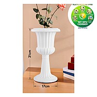 Plastic Lotus Stand Pot | 18 Inch | White | Round