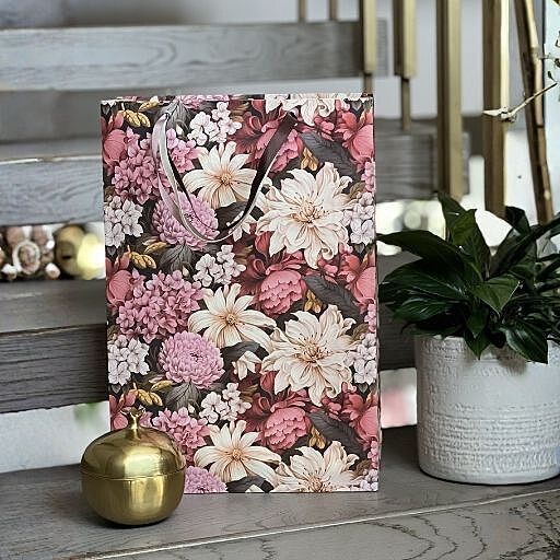SET OF 2 LARGE VERTICAL BAGS FLORAL PRINT