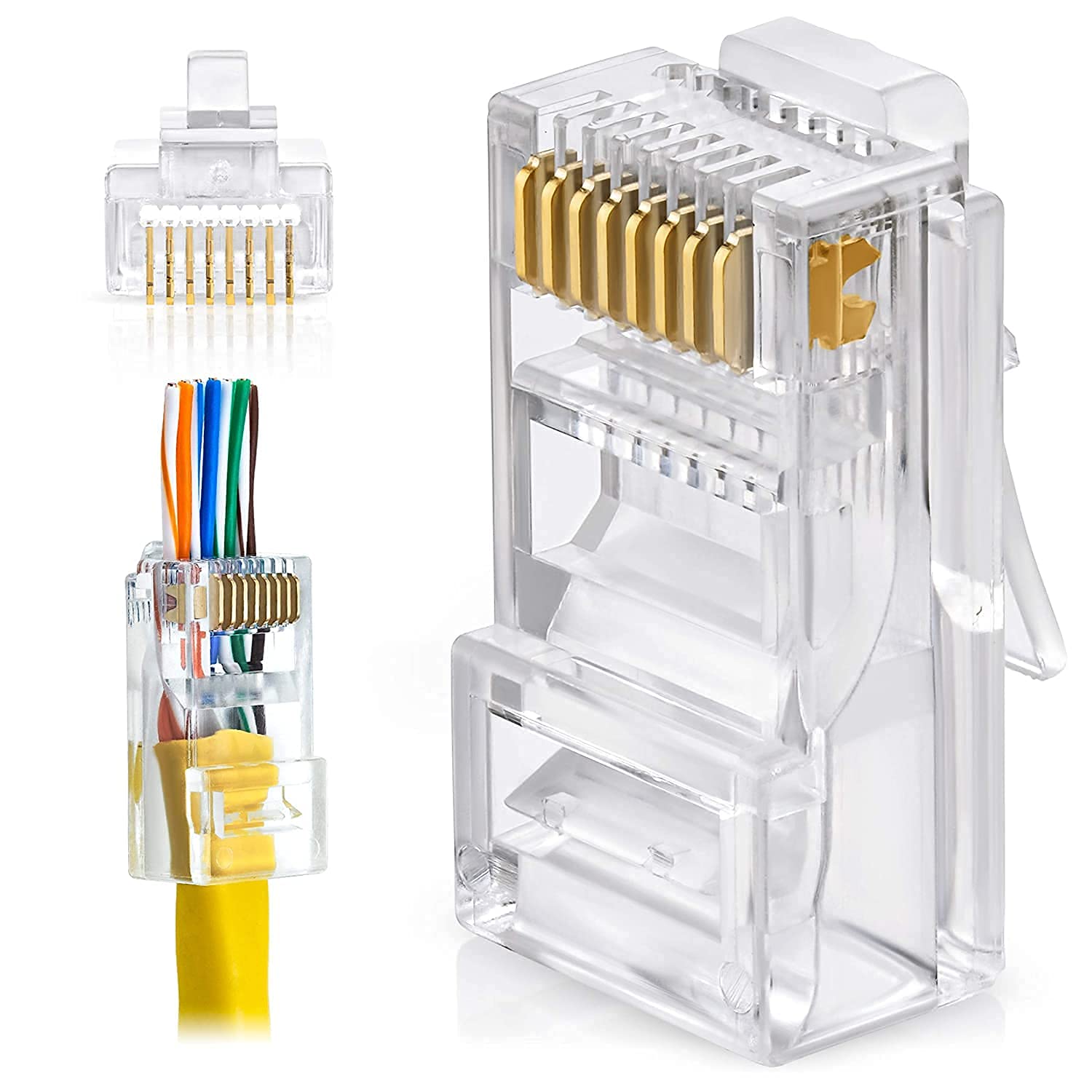 RJ45 Ethernet Crimp Connectors For LAN, UTP and PoE Networks ,Compatible for Cat5/Cat5e/Cat6 Cables RJ45 Ethernet Crimp Connectors For LAN, UTP and PoE Networks ,Compatible for Cat5/Cat5e/Cat6 Cables