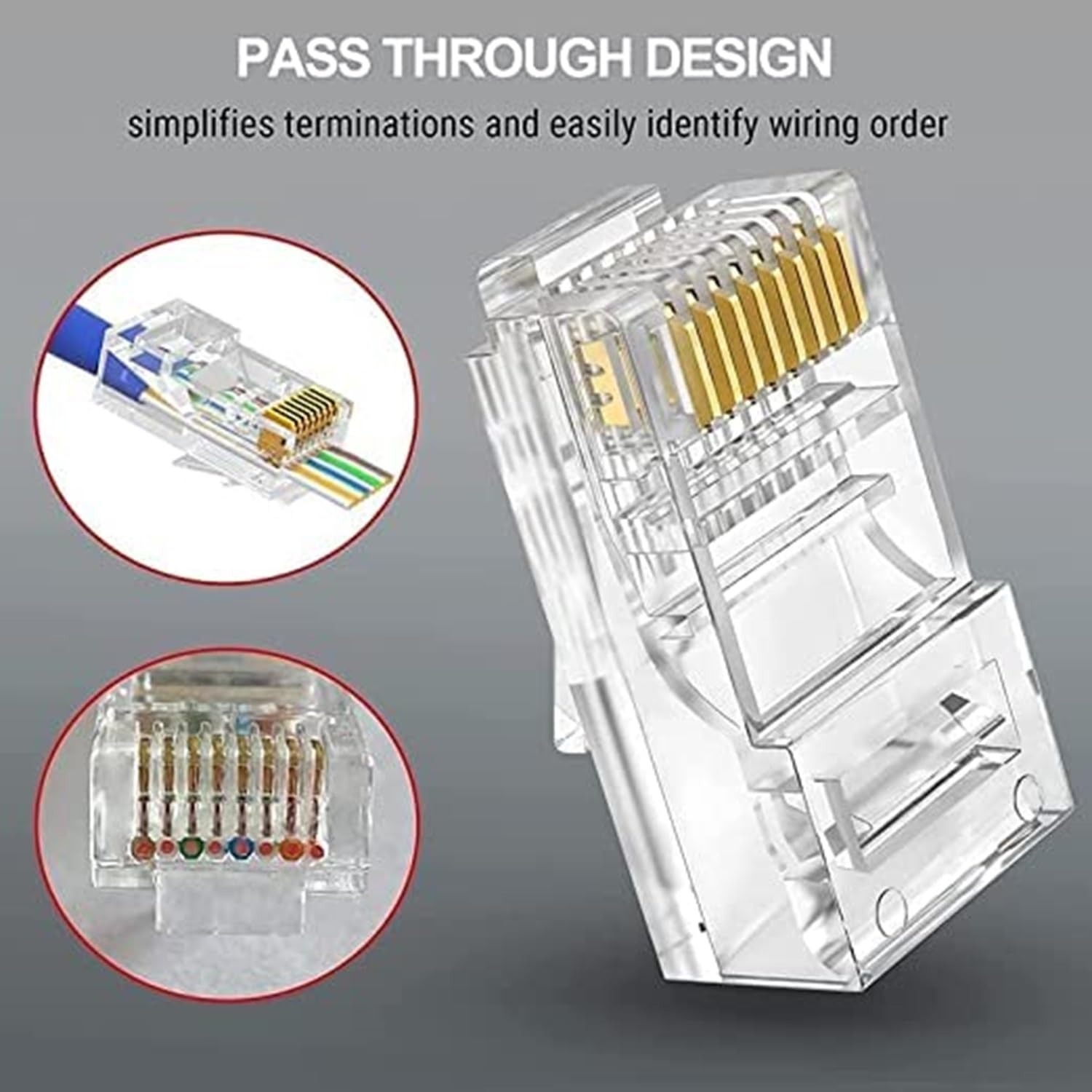 RJ45 Ethernet Crimp Connectors For LAN, UTP and PoE Networks ,Compatible for Cat5/Cat5e/Cat6 Cables RJ45 Ethernet Crimp Connectors For LAN, UTP and PoE Networks ,Compatible for Cat5/Cat5e/Cat6 Cables