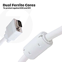 VGA Male to Male ,15-Pin Cable/Adapter for PC, Monitor, Projector, Laptop, TV, LCD/LED (White)