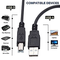 Champion USB Printer Cable, USB A Male to B Male For Canon, Dell, Epson, HP Printers and Scanners