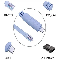Rj-45 Male Console Cable, Debug Line, Compatible with Cisco, Routers/Switches for Laptop in Windows, Mac, Linux